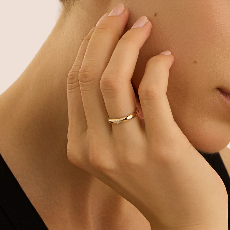 Fede Classica Leggera 3.2 mm Oro Giallo Diamante - Anelli con Incisione Unisex | Stroili