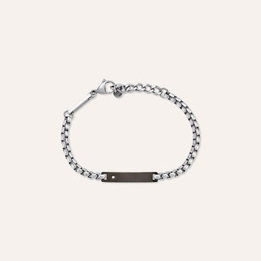 Bracciale Con Targhetta Man Code Acciaio Bicolore Bianco / Nero Cubic Zirconia Bracciale Con Targhetta Man Code Acciaio Bicolore Bianco / Nero Cubic Zirconia