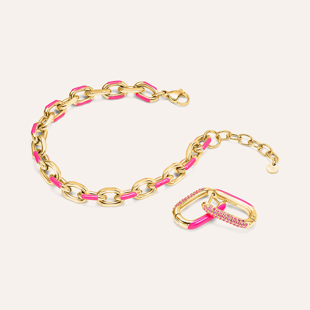 Orecchini A Cerchio Lady Sweet Acciaio Dorato Cristallo - Orecchini a Cerchio Donna | Stroili