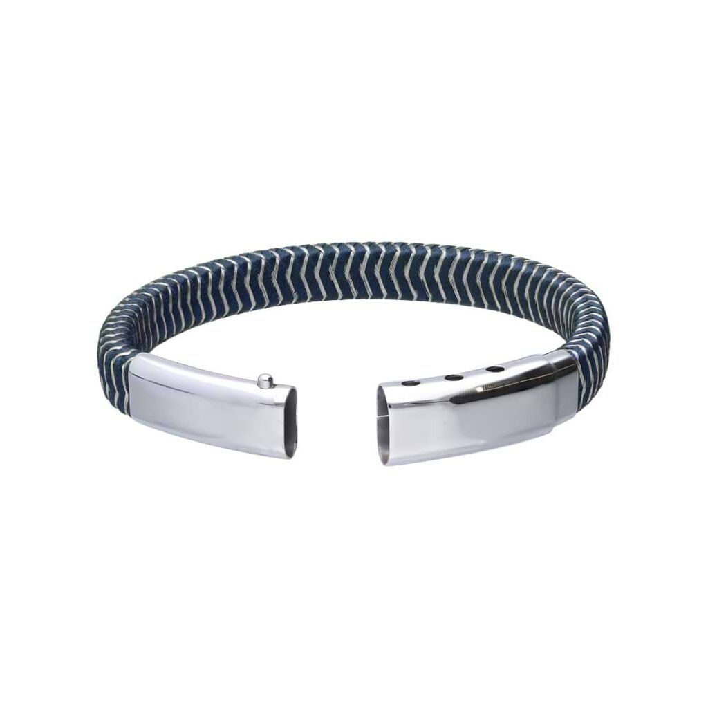 Bracciale in corda blu con chiusura in acciaio - Bracciali Uomo | Stroili