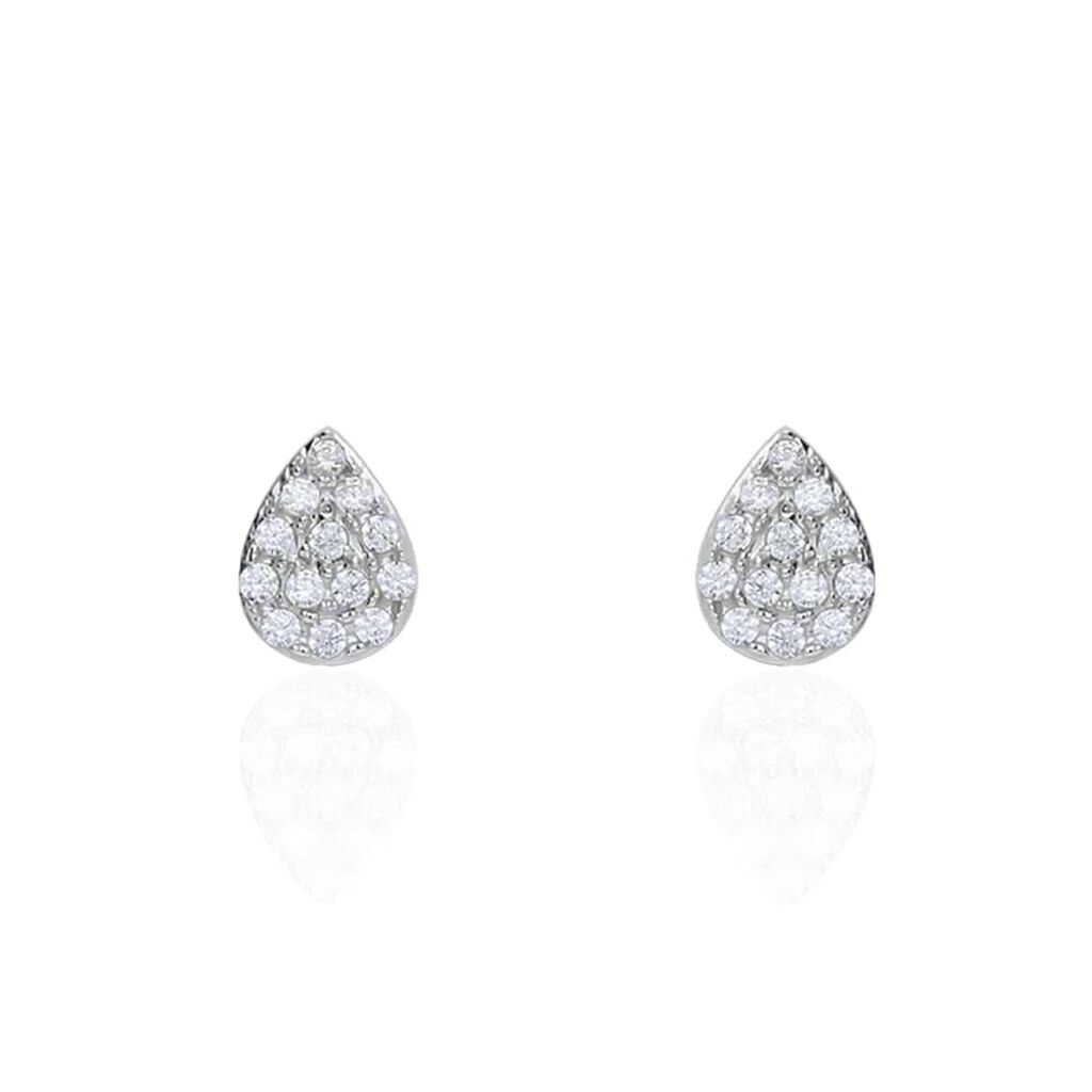 Orecchini Lobo Bon Ton Oro Bianco Cubic Zirconia - Orecchini a Lobo Donna | Stroili