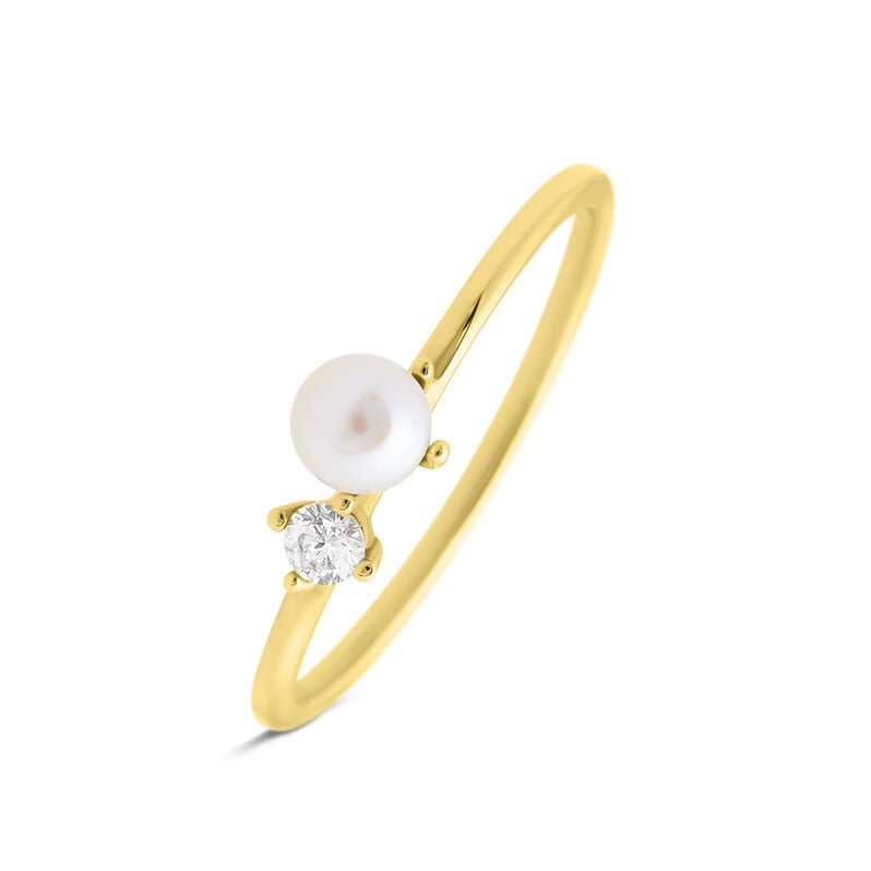 Anello Fantasia Gabrielle Oro Giallo Perla D'Acqua Dolce Cubic Zirconia - Anelli con Pietre Donna | Stroili