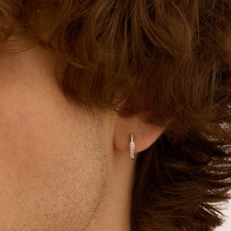 Mono Orecchino A Cerchio L'homme Or Oro Bianco Cubic Zirconia - Mono Orecchino Uomo | Stroili