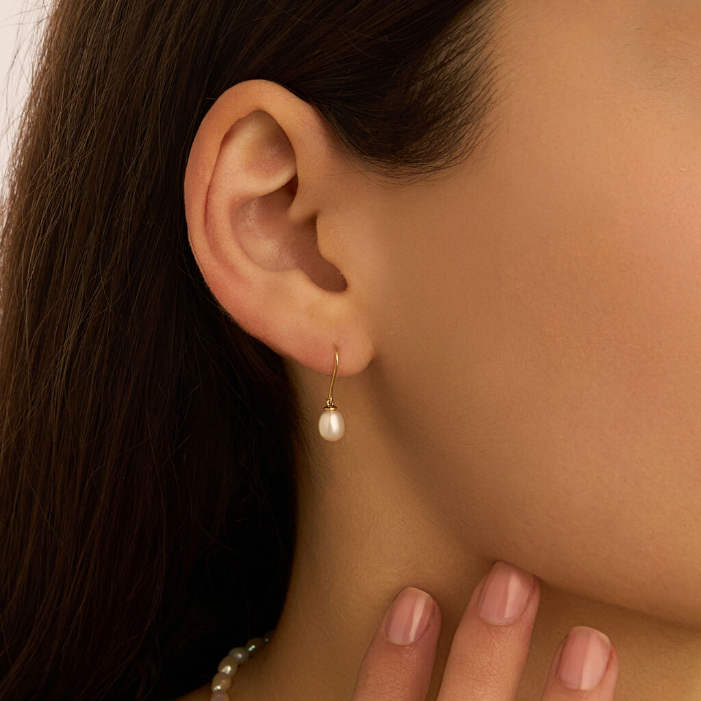 Orecchini Pendenti Gabrielle Oro Giallo Perla D'Acqua Dolce