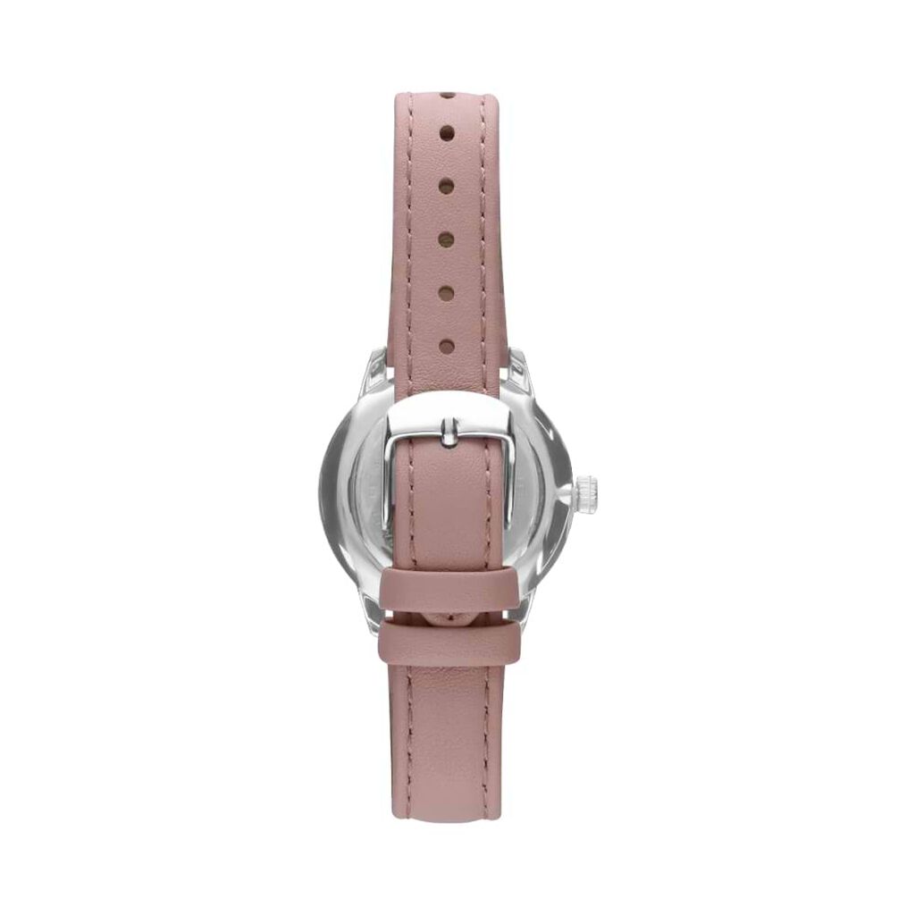 London 3h orologio in acciaio silver con quadrante rosa diamantato e cinturino in pelle rosa - Orologi per Prima Comunione Donna | Stroili