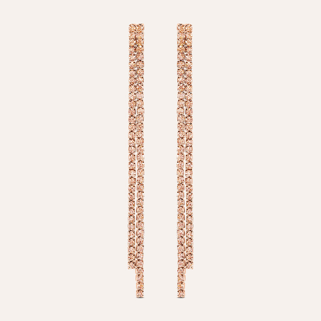 Orecchini Pendenti Tennis Romantic Shine Metallo Rosa Cristallo