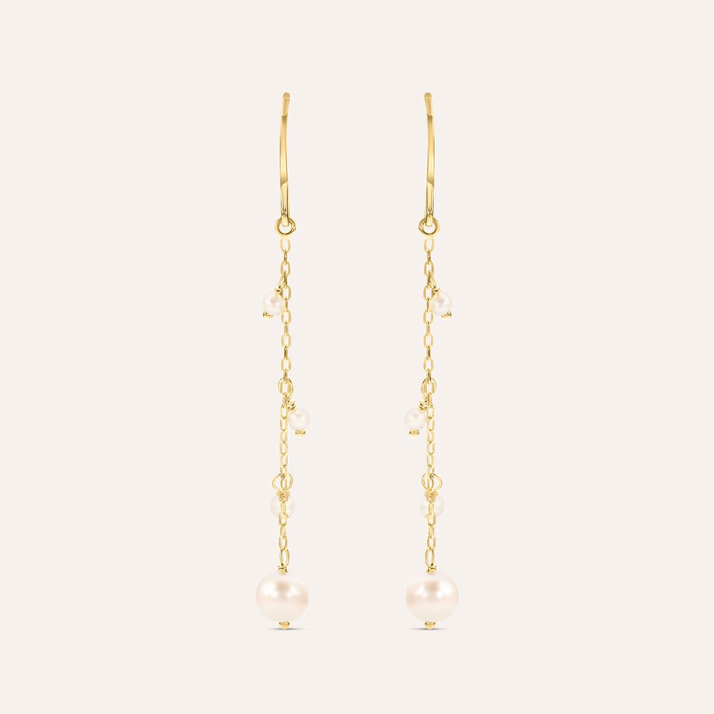 Orecchini Pendenti Gabrielle Oro Giallo Perla D'Acqua Dolce