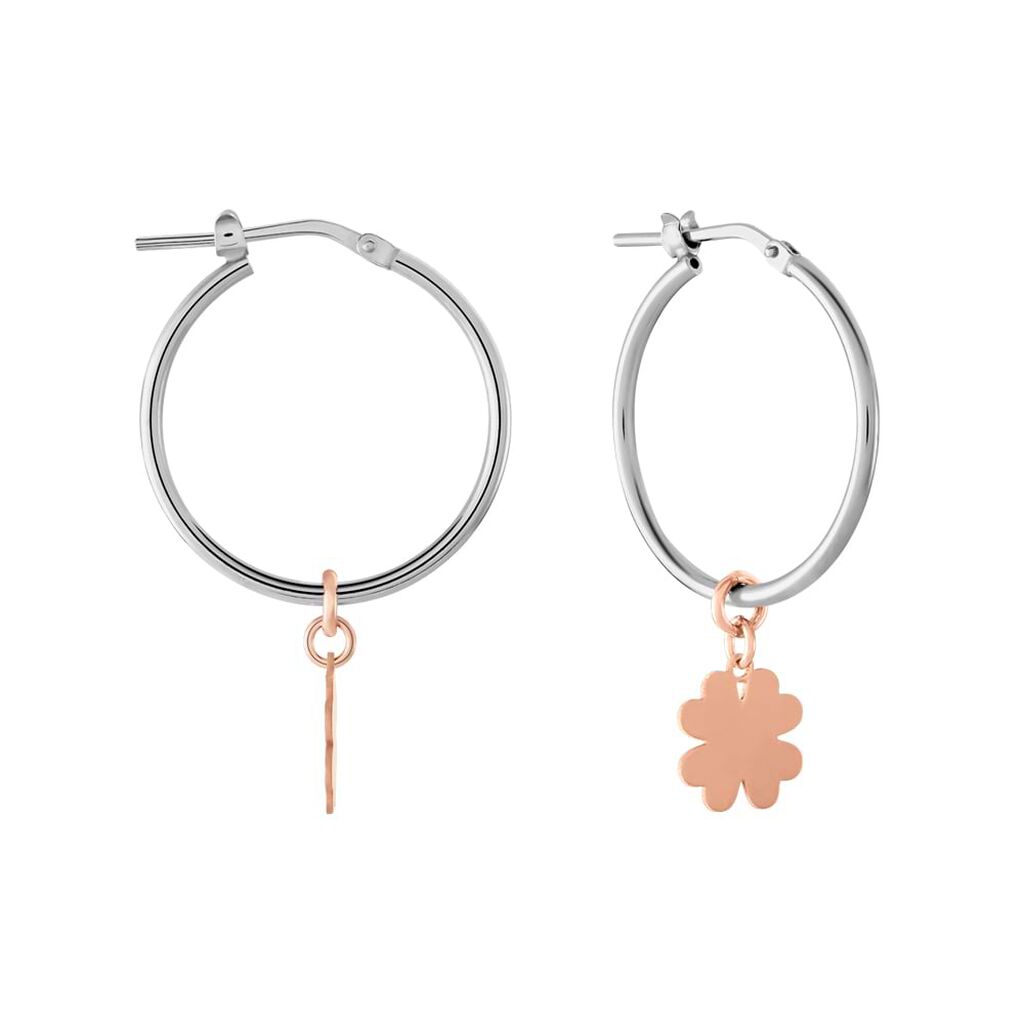 Orecchini A Cerchio Silver Collection Argento Bicolore Bianco / Rosa - Orecchini a Cerchio Donna | Stroili