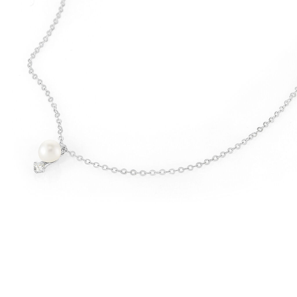 Collana Gabrielle Oro Bianco Perla D'Acqua Dolce Cubic Zirconia - Collane Donna | Stroili
