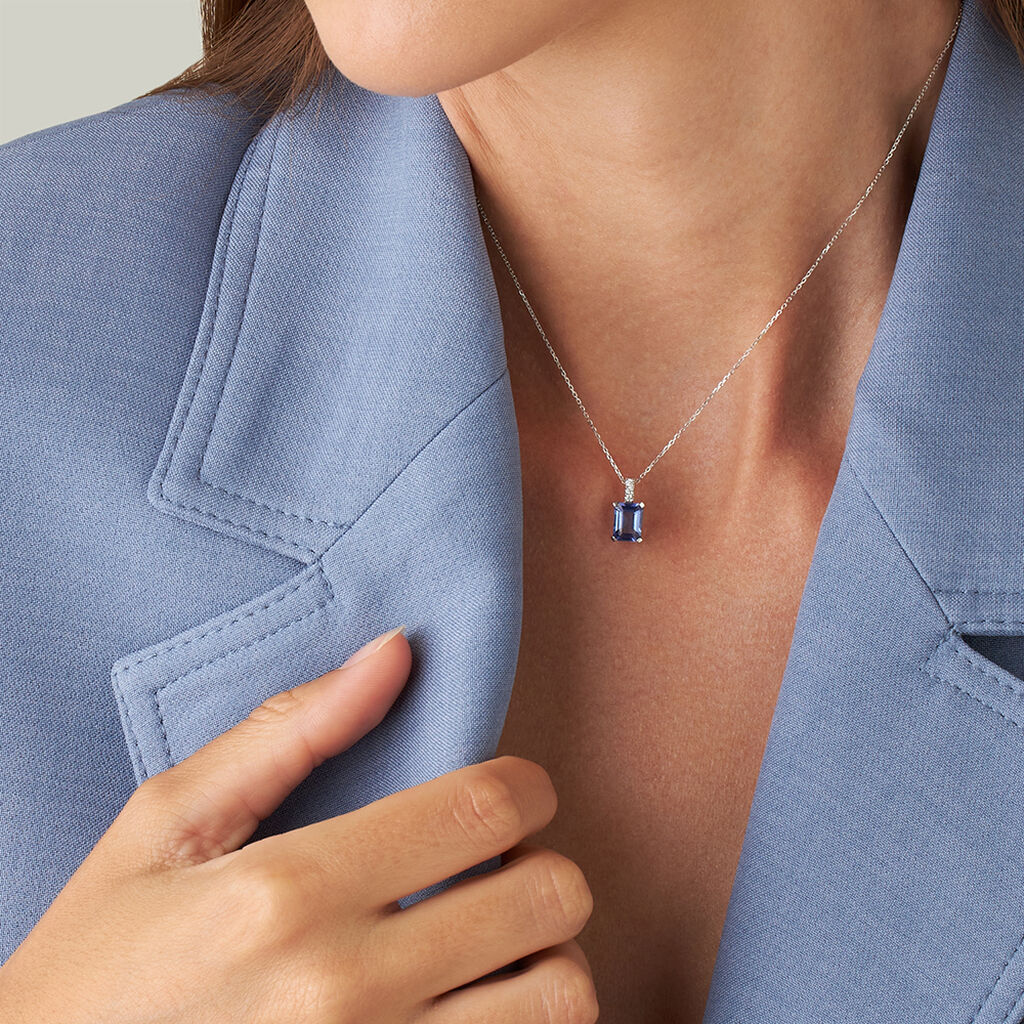 Collana Jasmine Oro Bianco Tanzanite Diamante - Collane Donna | Stroili
