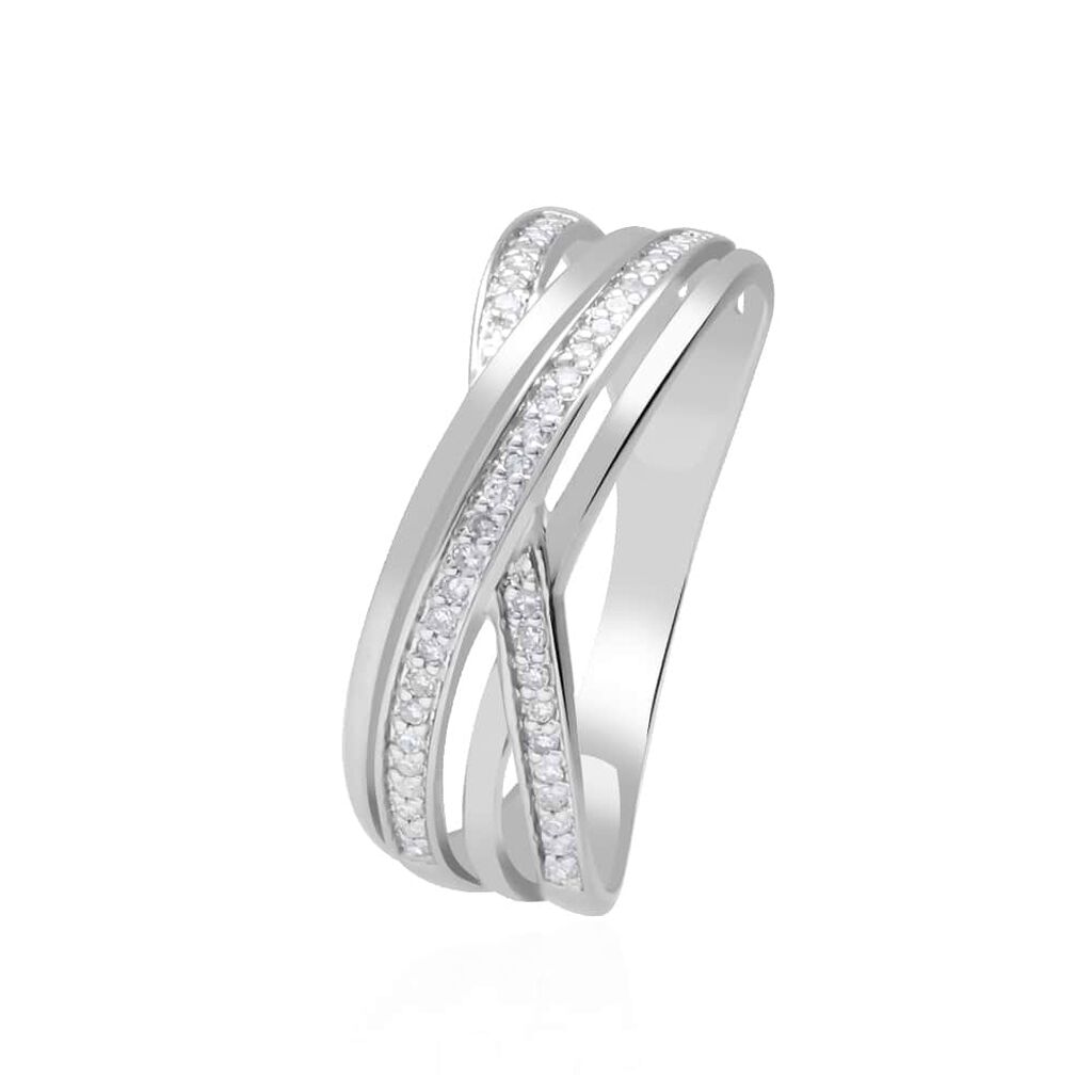 Anello in oro bianco con diamanti 0.13 ct