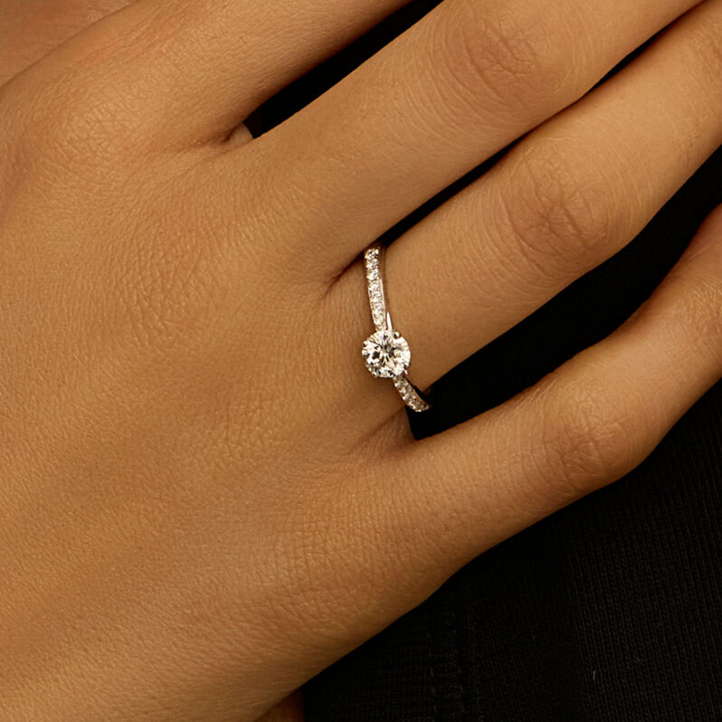 Anello Solitario Valentino Diamade Oro Bianco Diamante Lab-Grown - Anelli con Pietre Donna | Stroili