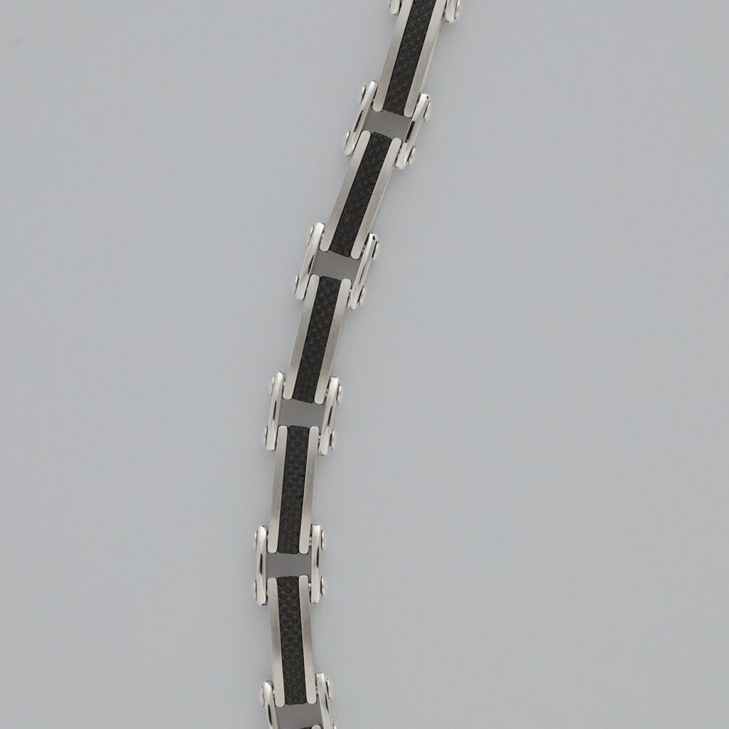 Bracciale Man Code Acciaio Bicolore Bianco / Nero Cristallo