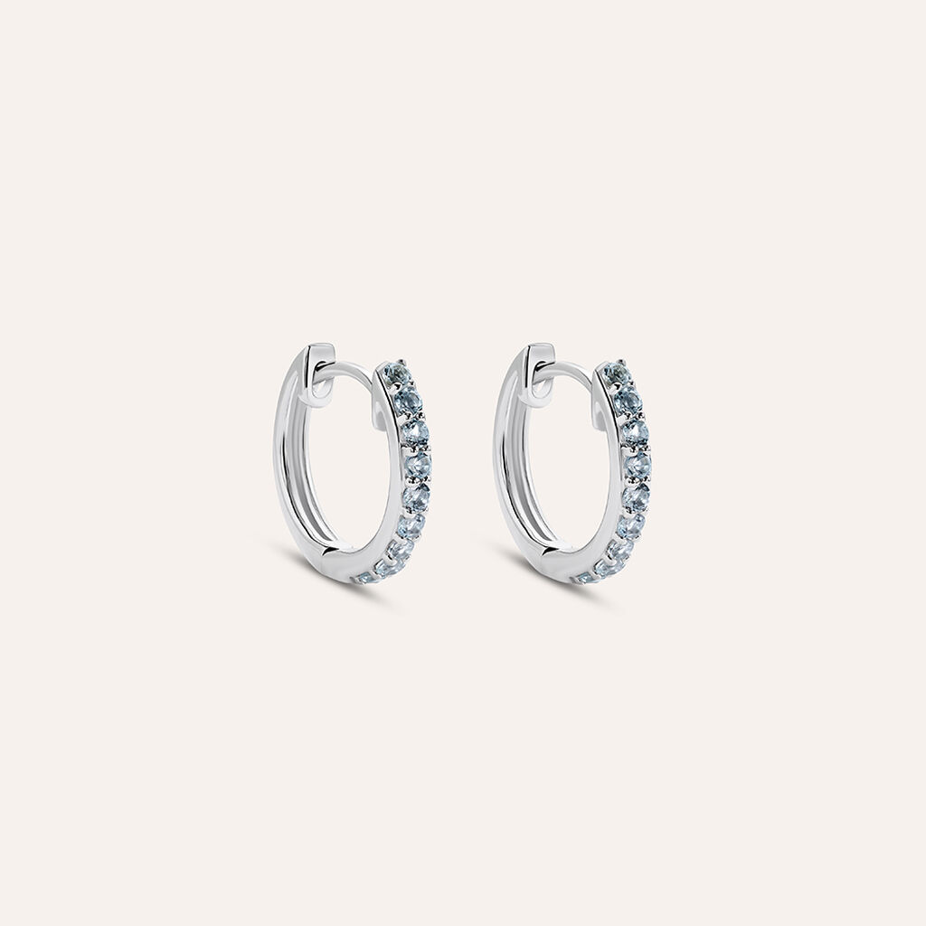 Orecchini A Cerchio Amélie Oro Bianco Topazio