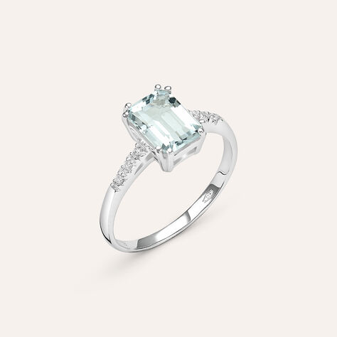 Anello Solitario Acquamarina Oro Bianco Acquamarina Diamante - Anelli con Pietre Donna | Stroili