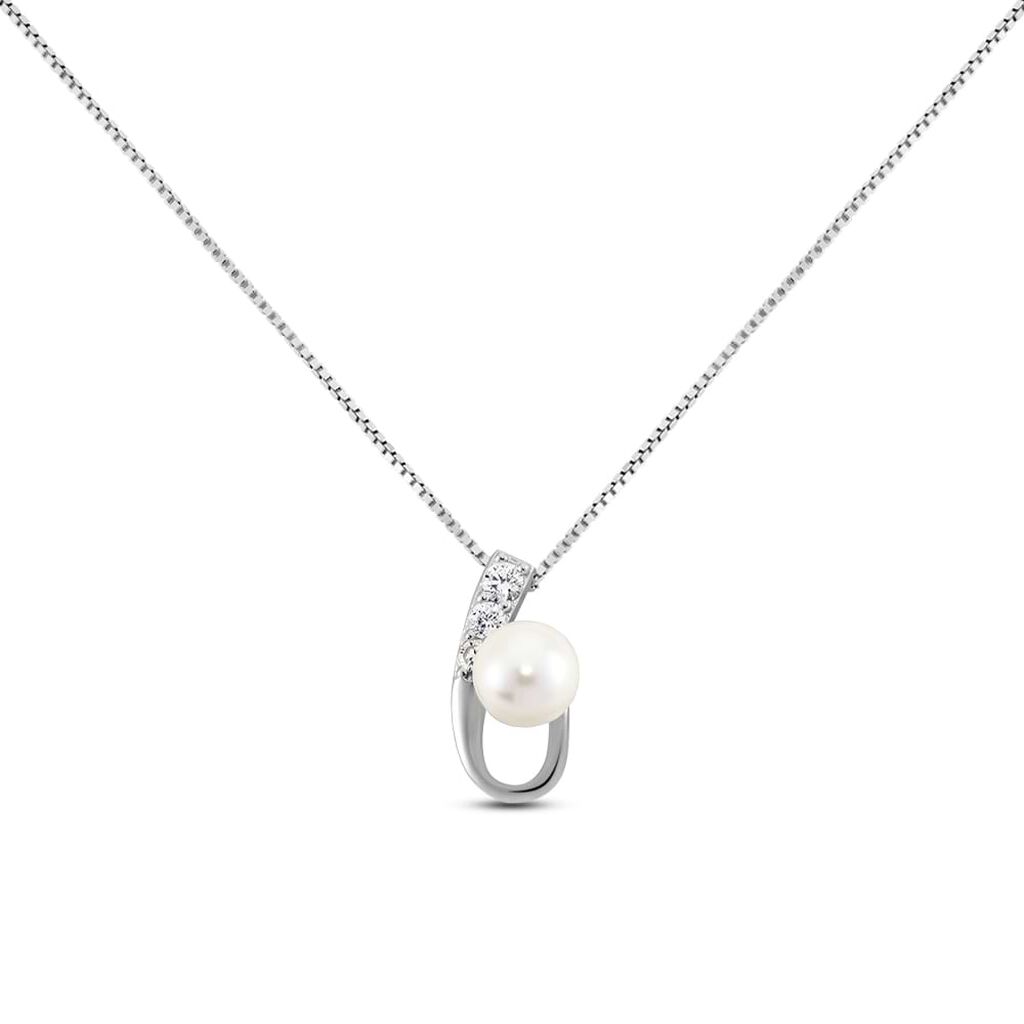 Collana Silver Pearls Argento Rodiato Perla sintentica Cubic Zirconia