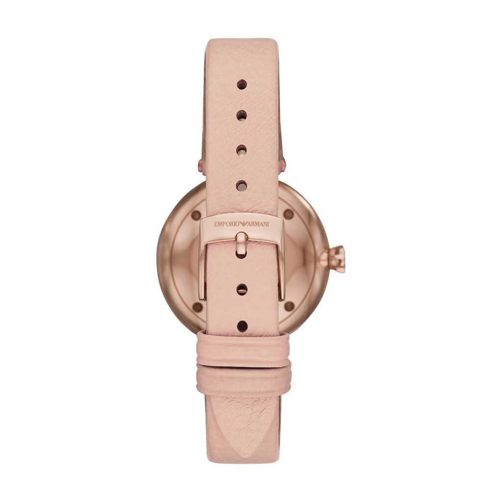 Emporio Armani orologio solotempo in acciaio gold rose con cinturino in pelle rosa e quadrante madreperla