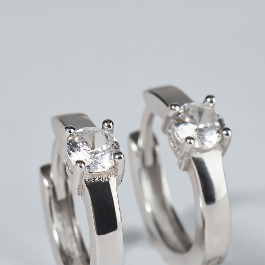 Orecchini A Cerchio Silver Elegance Argento Rodiato Cubic Zirconia - Orecchini a Cerchio Donna | Stroili