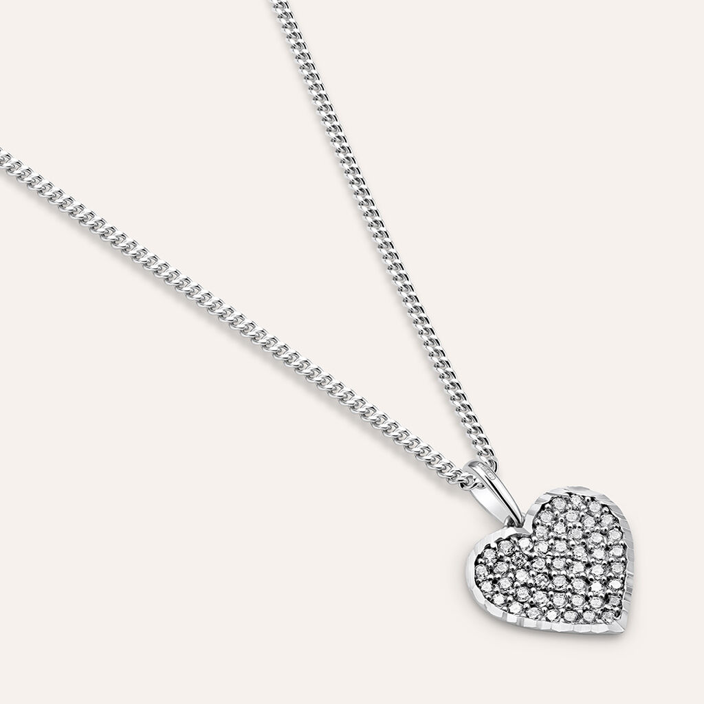 Pendente Po&egrave;me Oro Bianco Cubic Zirconia