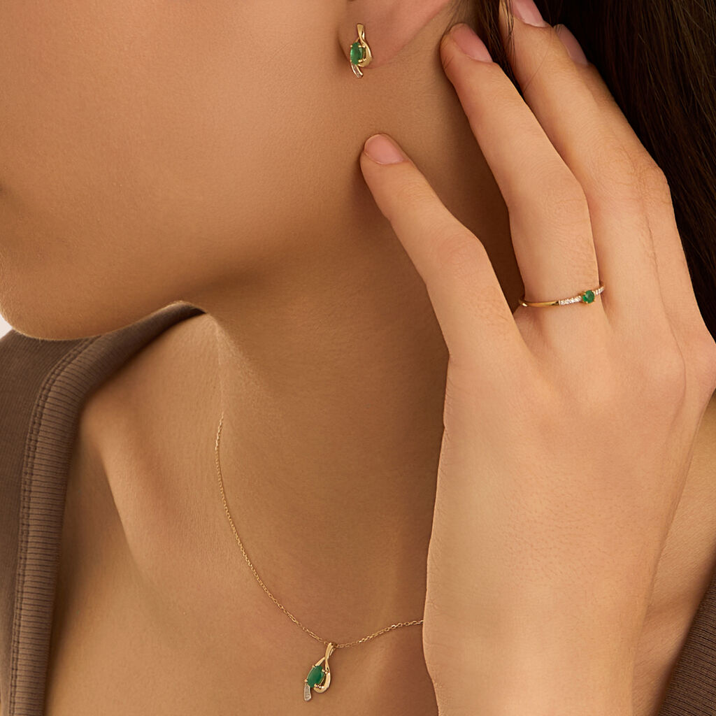 Orecchini Lobo Charlotte Oro Bicolore Smeraldo Diamante