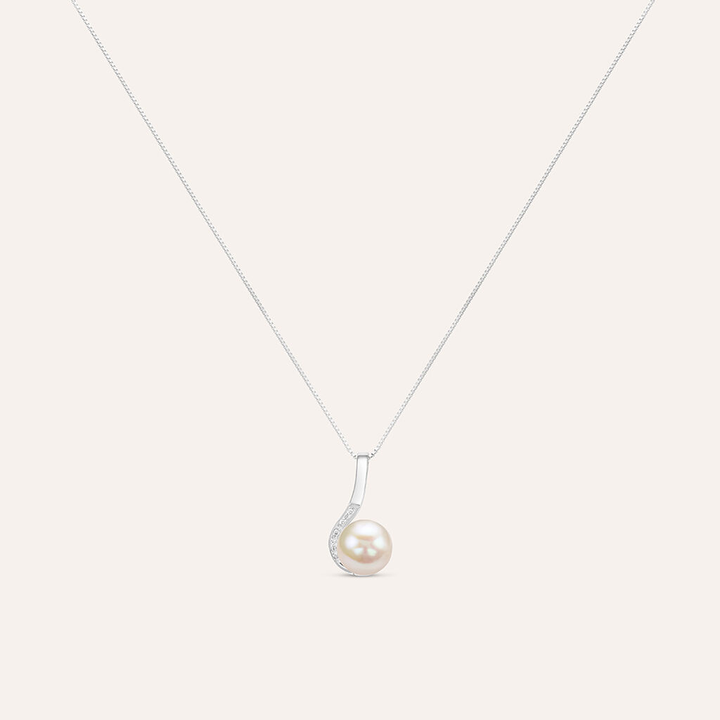 Collana Gold Pearls Oro Bianco Perla D'Acqua Dolce Diamante