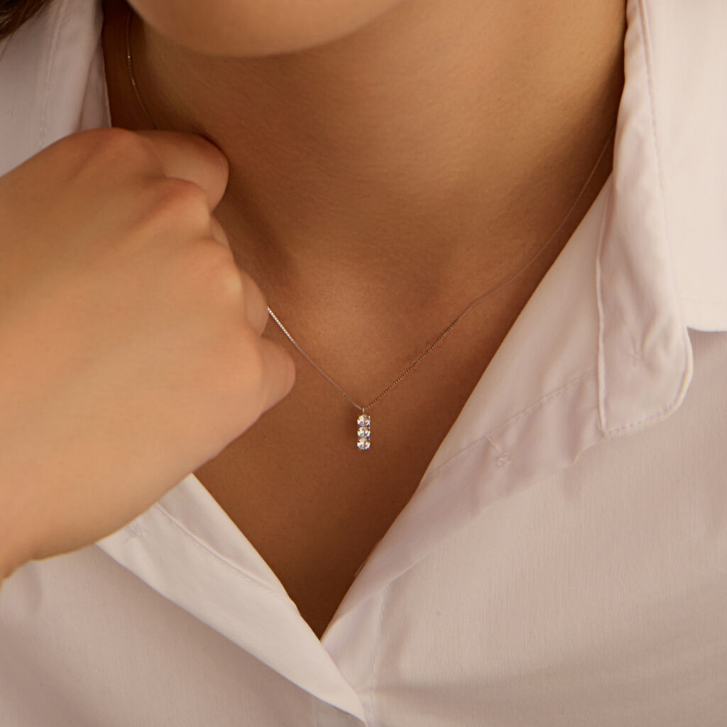 Collana Trilogy Claire Oro Bianco Cubic Zirconia