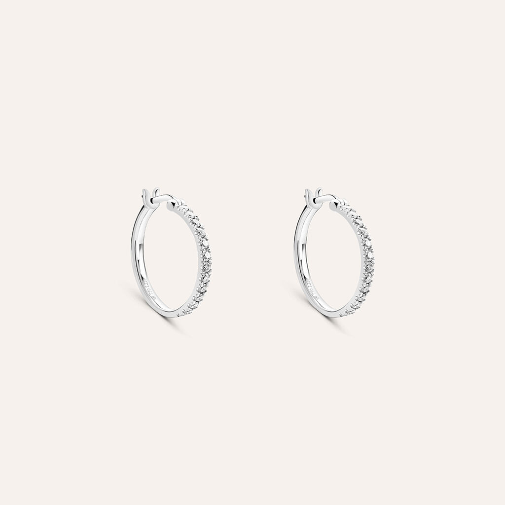 Orecchini A Cerchio Diamade Oro Bianco Diamante - Orecchini a Cerchio Donna | Stroili