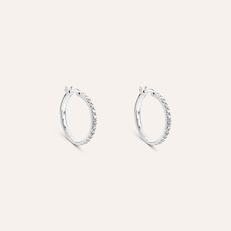 Orecchini A Cerchio Diamade Oro Bianco Diamante - Orecchini a Cerchio Donna | Stroili