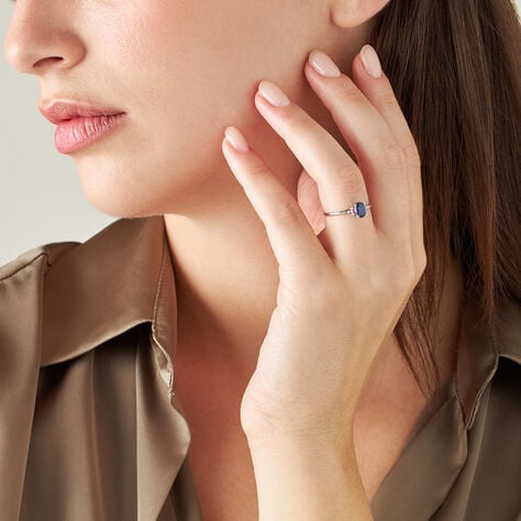 Anello Solitario Charlotte Oro Bianco Zaffiro Diamante - Anelli con Pietre Donna | Stroili