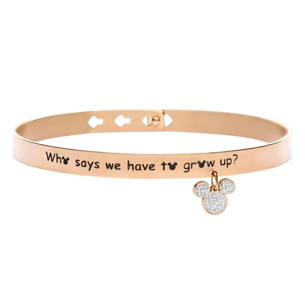 Bangle Lady Message Acciaio Rosato Disney e Cristalli - Bracciali Donna | Stroili