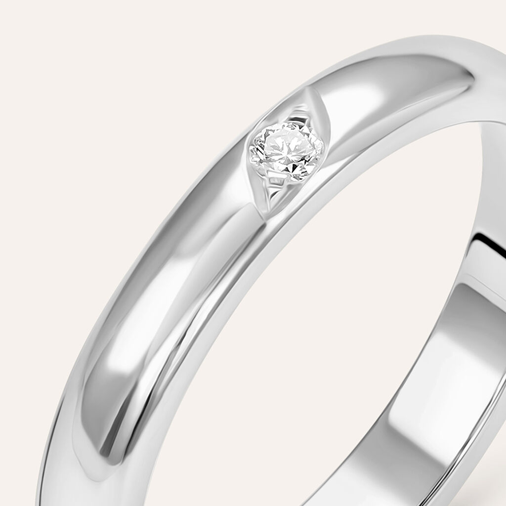 Fede Classica 3.1 mm Oro Bianco Diamante - Anelli con Incisione Unisex | Stroili