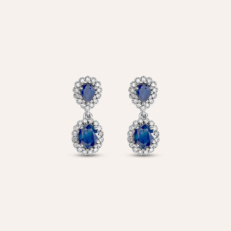 Orecchini Pendenti Charlotte Oro Bianco Zaffiro Diamante Diamante - Orecchini Pendenti Donna | Stroili
