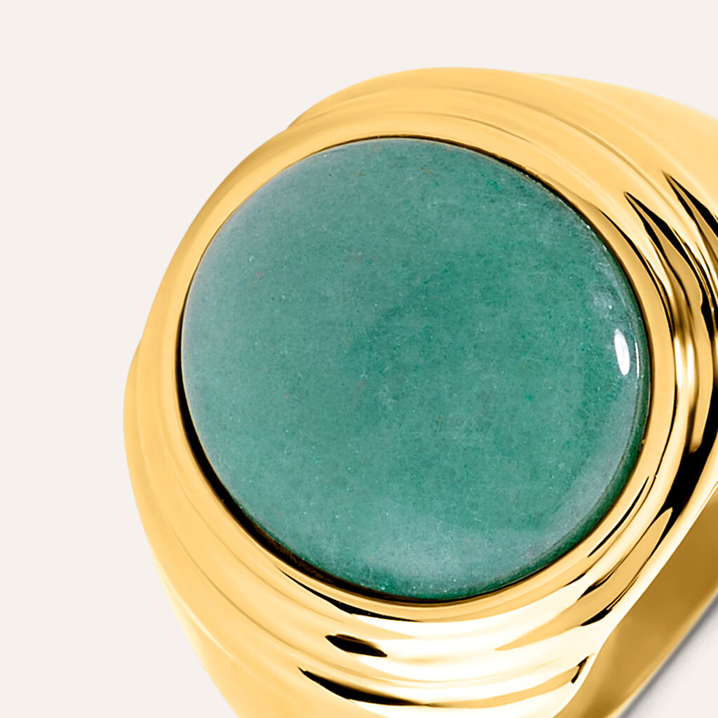 Anello Fascia Radiance Acciaio Dorato Avventurina