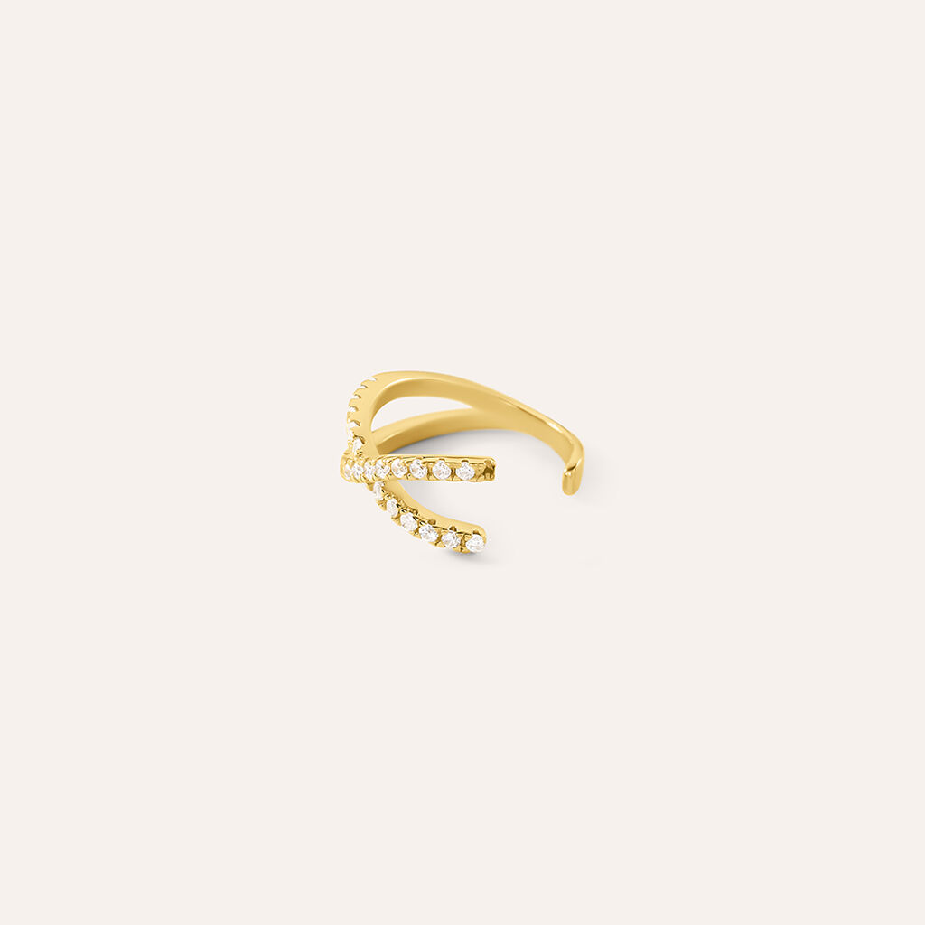 Ear Cuff Silver Glow Argento Dorato Cubic Zirconia