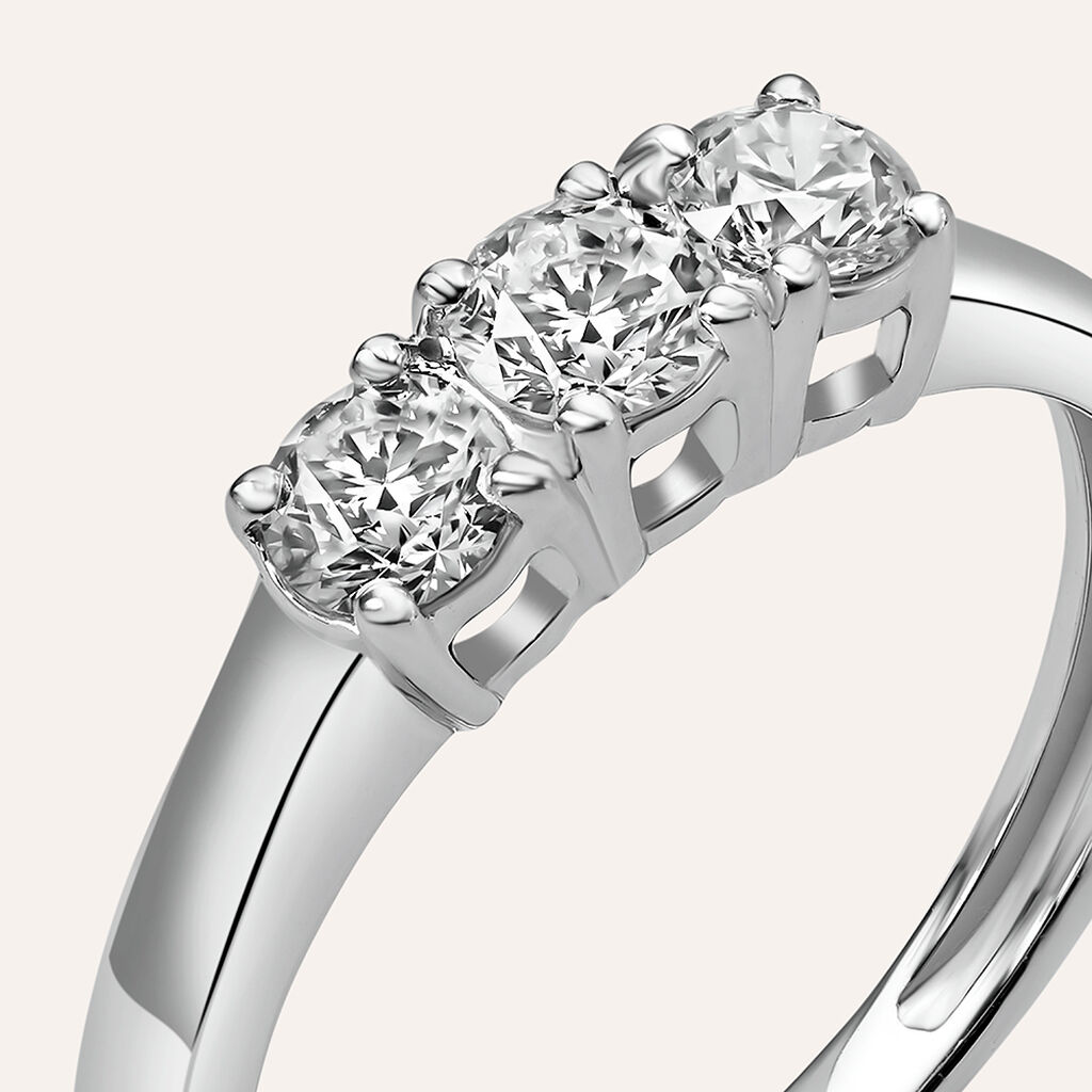 Anello Trilogy Diamade Oro Bianco Diamante Lab-Grown