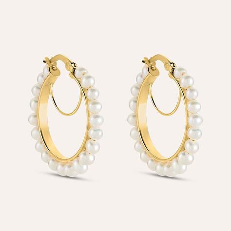 Orecchini A Cerchio Gabrielle Oro Giallo Perla D'Acqua Dolce - Orecchini a Cerchio Donna | Stroili