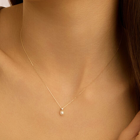 Collana Gabrielle Oro Giallo Perla D'Acqua Dolce Cubic Zirconia - Collane Donna | Stroili