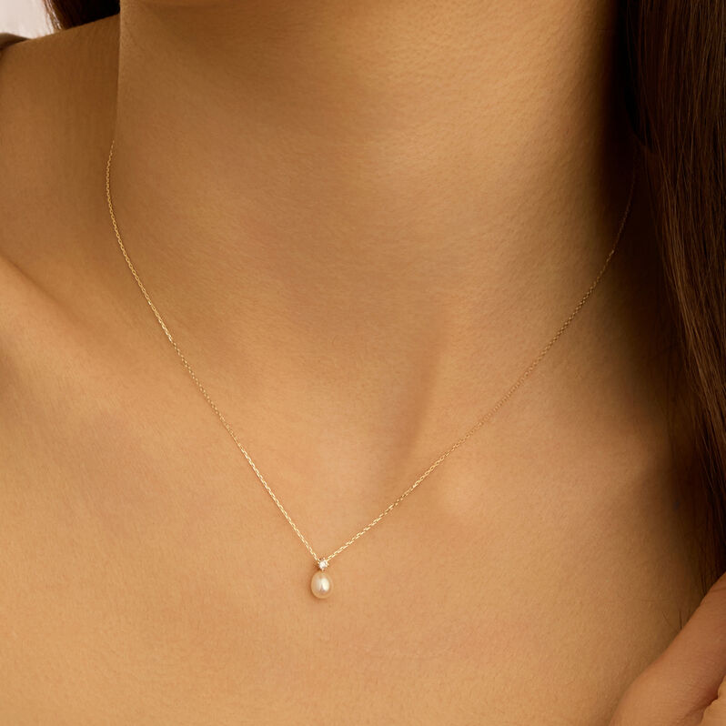 Collana Gabrielle Oro Giallo Perla D'Acqua Dolce Cubic Zirconia - Collane Donna | Stroili