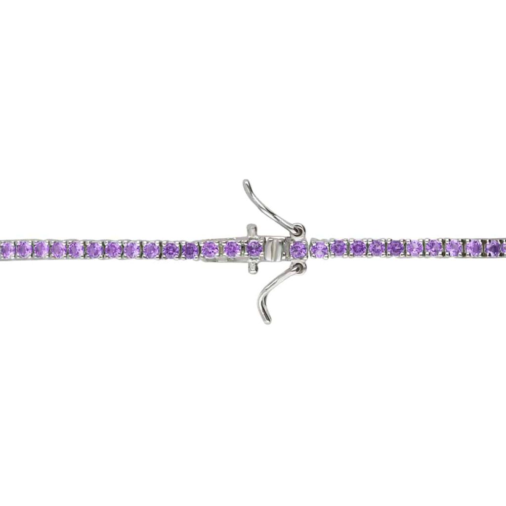 Bracciale tennis in argento con zirconi viola