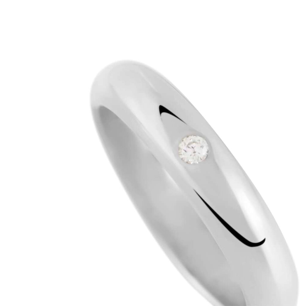 Fede Classica Leggera 4 mm Oro Bianco Diamante - Anelli con Incisione Unisex | Stroili