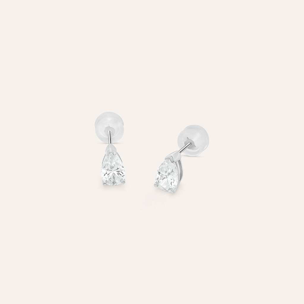 Orecchini Lobo Punto Luce Claire Oro Bianco Cubic Zirconia - Orecchini a Lobo Donna | Stroili