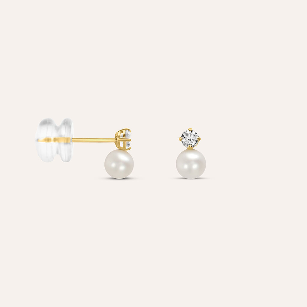 Orecchini Lobo Bon Ton Oro Giallo Perla D'Acqua Dolce Cubic Zirconia - Orecchini a Lobo Donna | Stroili