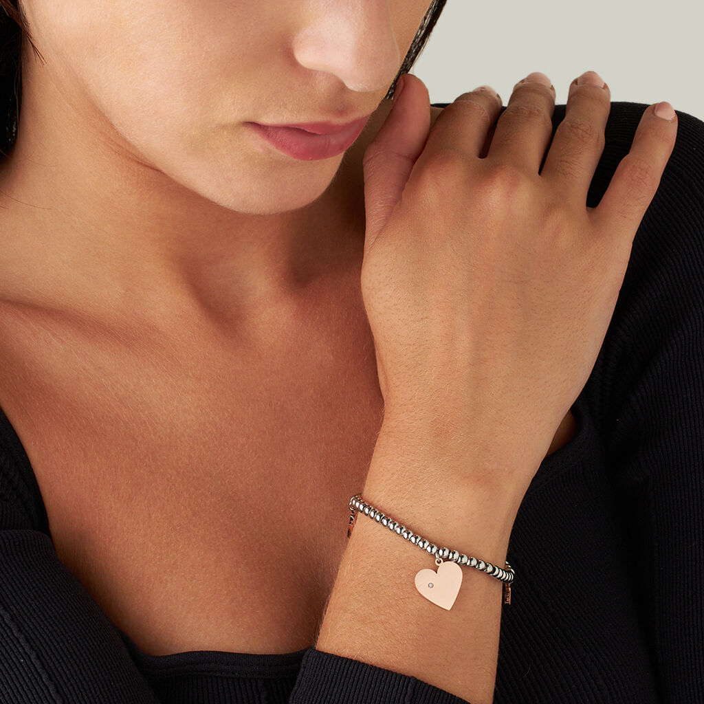 Bracciale Lady Chic Acciaio Bicolore Bianco / Rosa Cristallo - Bracciali con Incisione Donna | Stroili