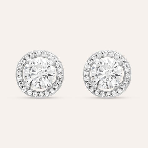 Orecchini Lobo Punto Luce Claire Oro Bianco Cubic Zirconia - Orecchini a Lobo Donna | Stroili