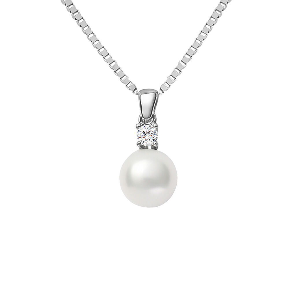 Collana Gabrielle Oro Bianco Perla D'Acqua Dolce Cubic Zirconia - Collane Donna | Stroili