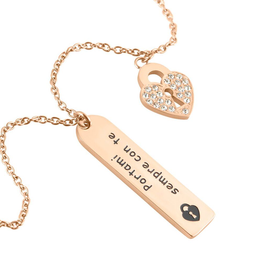 Collana Lady Message Acciaio Rosa Cristallo - Collane Donna | Stroili
