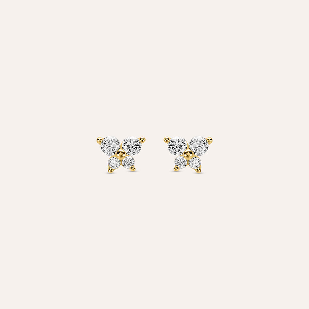 Orecchini Lobo Bon Ton Oro Giallo Cubic Zirconia