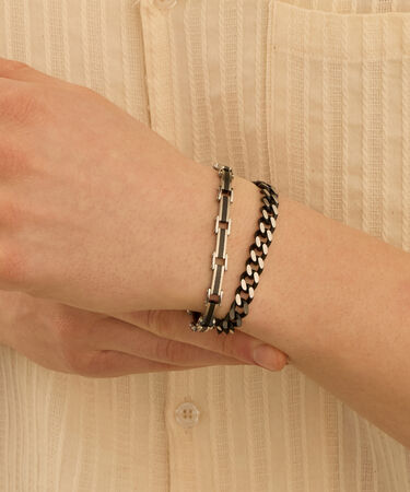 Bracciale Man Code Acciaio Bicolore Bianco / Nero Cristallo
