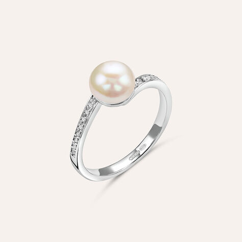 Anello Fantasia Silver Pearls Argento Rodiato Perla sintentica Cubic Zirconia - Anelli con Pietre Donna | Stroili