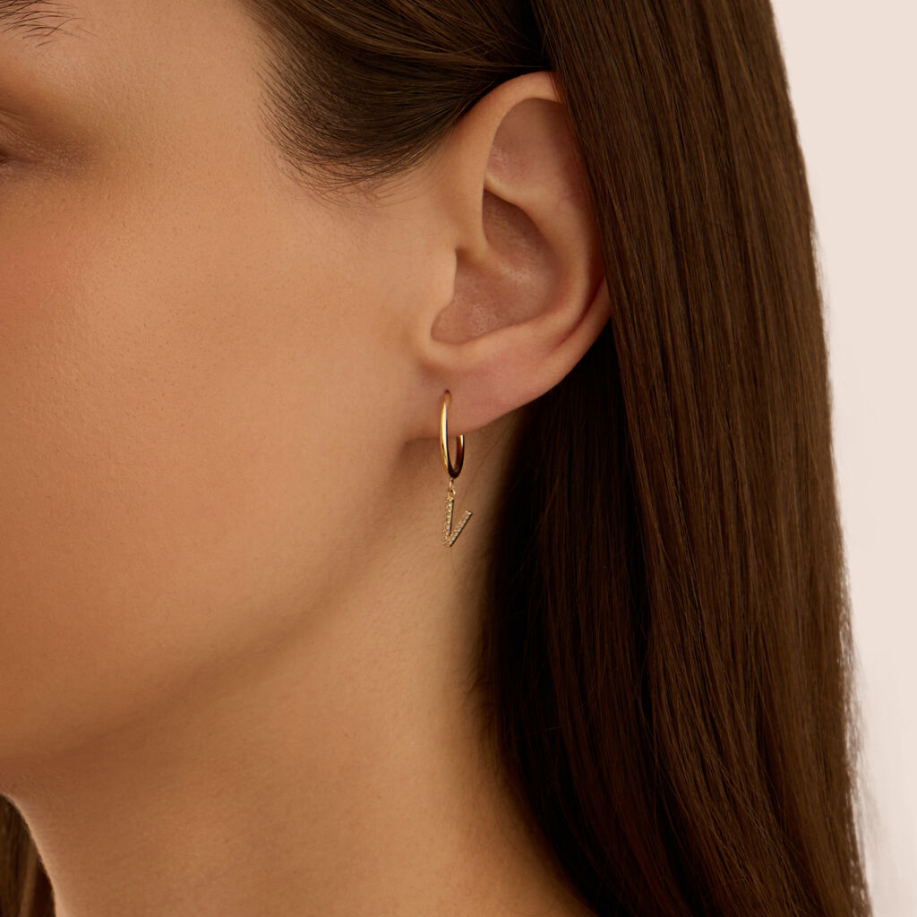 Mono Orecchino A Cerchio Toujours Oro Giallo Cubic Zirconia